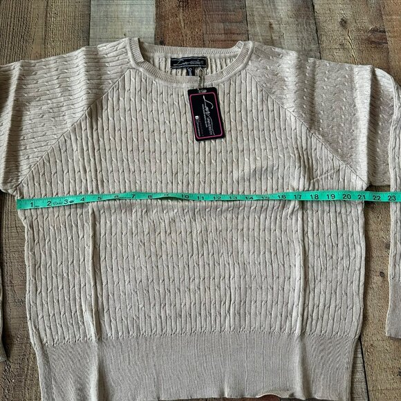 Love University Women’s Size 2X Tan Crewneck Cable Knit Sweater - Picture 2 of 7